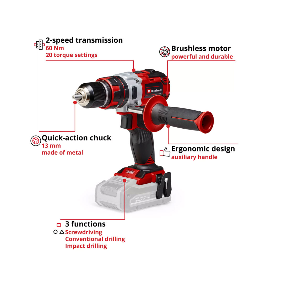 Einhell Professional Cordless Impact Drill TP-CD 18 Li-i Brushless-Solo - Image 2